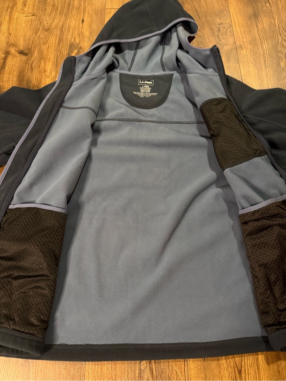 L.L.Bean Men’s Polartec Hooded Fleece Jacket Full Zip Navy Blue Large - Picture 12 of 13